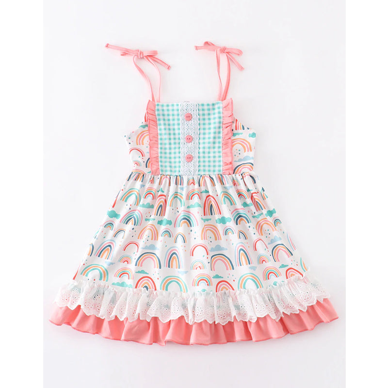 Pink Plaid Rainbow Ruffle Dress – Miss Q Baby