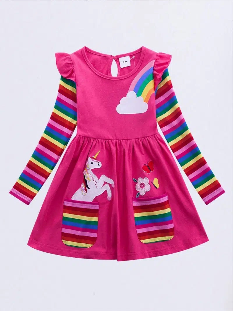embroidered peacock dress Hot Pink Embroidered Mesh Puff Sleeve Midi Dress – LAI MENG FIVE CATS
