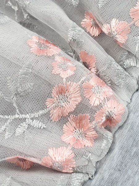 Grey Embroidered Three-layer Tutu Skirt