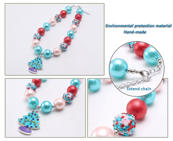 Christmas Tree Chunky Necklace + Bracelet Set